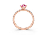 Rose gold Pear Cut Cut Diamond Pavé Band with Four-Prong Setting_3