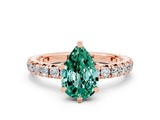 Rose gold Pear Cut Cut Diamond Pavé Band with Four-Prong Setting