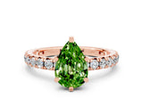 Rose gold Pear Cut Cut Diamond Pavé Band with Four-Prong Setting