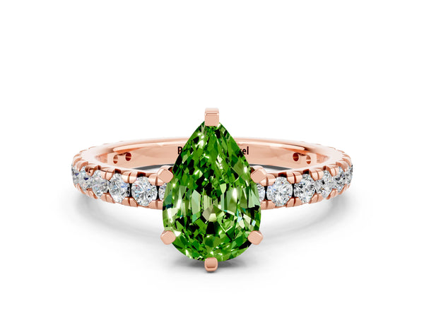 Rose gold Pear Cut Cut Diamond Pavé Band with Four-Prong Setting