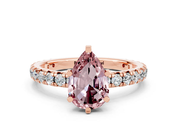 Rose gold Pear Cut Cut Diamond Pavé Band with Four-Prong Setting