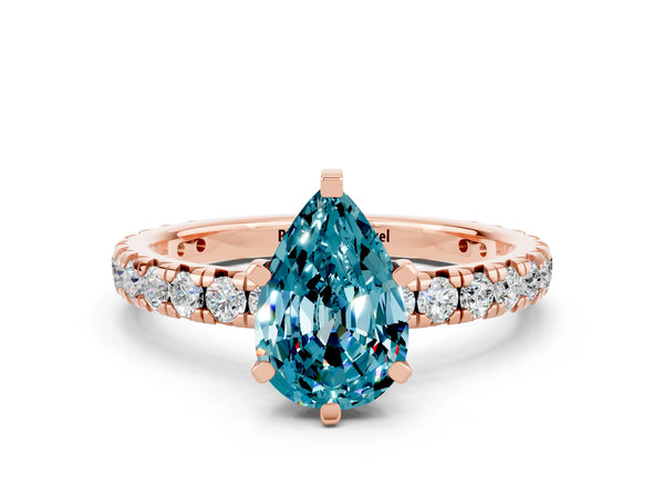 Rose gold Pear Cut Cut Diamond Pavé Band with Four-Prong Setting