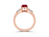 Rose gold Pear Cut Cut Diamond Ring with Tapered Baguette Side Stones in Four-Prong Setting_3