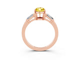 Rose gold Pear Cut Cut Diamond Ring with Tapered Baguette Side Stones in Four-Prong Setting_3