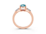 Rose gold Pear Cut Cut Diamond Ring with Tapered Baguette Side Stones in Four-Prong Setting_3