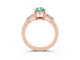 Rose gold Pear Cut Cut Diamond Ring with Tapered Baguette Side Stones in Four-Prong Setting_3