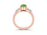 Rose gold Pear Cut Cut Diamond Ring with Tapered Baguette Side Stones in Four-Prong Setting_3