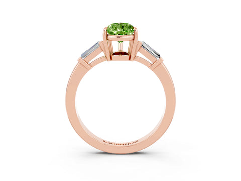 Rose gold Pear Cut Cut Diamond Ring with Tapered Baguette Side Stones in Four-Prong Setting_3