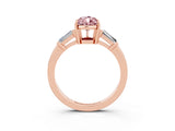 Rose gold Pear Cut Cut Diamond Ring with Tapered Baguette Side Stones in Four-Prong Setting_3