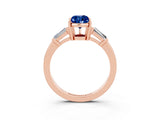 Rose gold Pear Cut Cut Diamond Ring with Tapered Baguette Side Stones in Four-Prong Setting_3