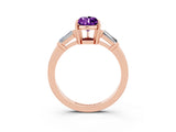 Rose gold Pear Cut Cut Diamond Ring with Tapered Baguette Side Stones in Four-Prong Setting_3
