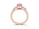 Rose gold Pear Cut Cut Diamond Ring with Tapered Baguette Side Stones in Four-Prong Setting_3