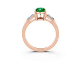 Rose gold Pear Cut Cut Diamond Ring with Tapered Baguette Side Stones in Four-Prong Setting_3