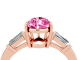 Rose gold Pear Cut Cut Diamond Ring with Tapered Baguette Side Stones in Four-Prong Setting_4