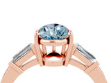 Rose gold Pear Cut Cut Diamond Ring with Tapered Baguette Side Stones in Four-Prong Setting_4