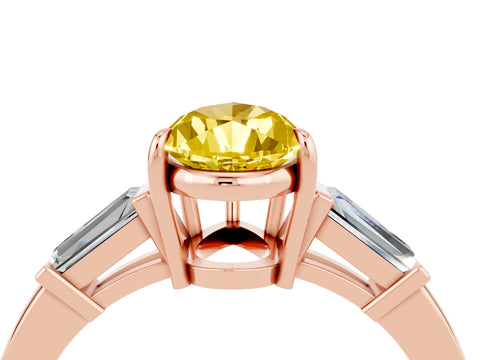 Rose gold Pear Cut Cut Diamond Ring with Tapered Baguette Side Stones in Four-Prong Setting_4