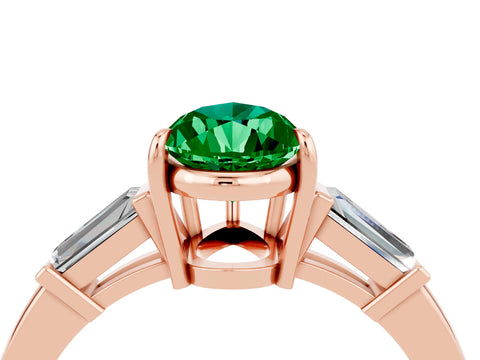 Rose gold Pear Cut Cut Diamond Ring with Tapered Baguette Side Stones in Four-Prong Setting_4