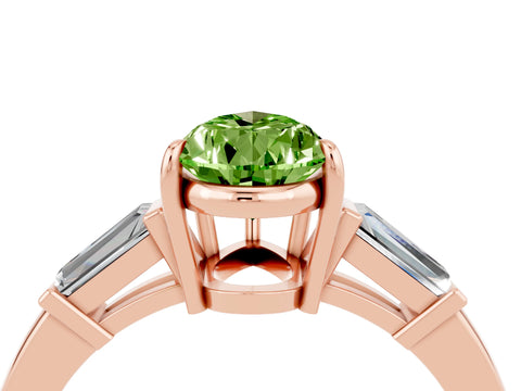 Rose gold Pear Cut Cut Diamond Ring with Tapered Baguette Side Stones in Four-Prong Setting_4