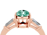 Rose gold Pear Cut Cut Diamond Ring with Tapered Baguette Side Stones in Four-Prong Setting_4