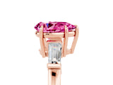 Rose gold Pear Cut Cut Diamond Ring with Tapered Baguette Side Stones in Four-Prong Setting_5