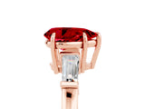 Rose gold Pear Cut Cut Diamond Ring with Tapered Baguette Side Stones in Four-Prong Setting_5