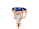 Rose gold Pear Cut Cut Diamond Ring with Tapered Baguette Side Stones in Four-Prong Setting_5
