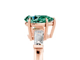 Rose gold Pear Cut Cut Diamond Ring with Tapered Baguette Side Stones in Four-Prong Setting_5