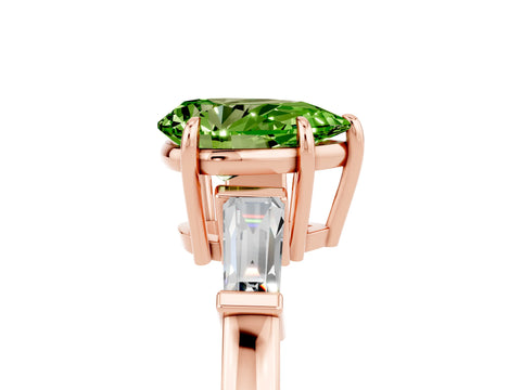 Rose gold Pear Cut Cut Diamond Ring with Tapered Baguette Side Stones in Four-Prong Setting_5