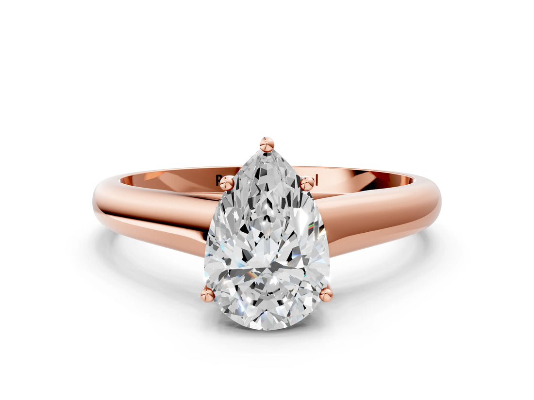 Rose gold Pear Cut Cut Diamond Solitaire Engagement Ring with Tapered Plain Band and Four-Prong Setting_15