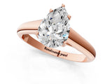 Rose gold Pear Cut Cut Diamond Solitaire Engagement Ring with Tapered Plain Band and Four-Prong Setting_16