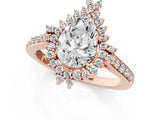 Rose gold Pear Cut Cut Diamond Sunburst Halo Engagement Ring with Pavé Band_4