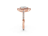 Rose gold Pear Cut Cut Diamond Sunburst Halo Engagement Ring with Pavé Band_5