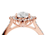 Rose gold Pear Cut Cut Diamond Sunburst Halo Engagement Ring with Pavé Band_7