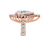 Rose gold Pear Cut Cut Diamond Sunburst Halo Engagement Ring with Pavé Band_8