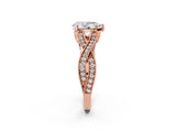Rose gold Pear Cut Cut Diamond Twisted Band with Milgrain Pave Setting and Four-Prong Setting_4
