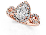 Rose gold Pear Cut Cut Halo Diamond Infinity Band with Four-Prong Setting_10
