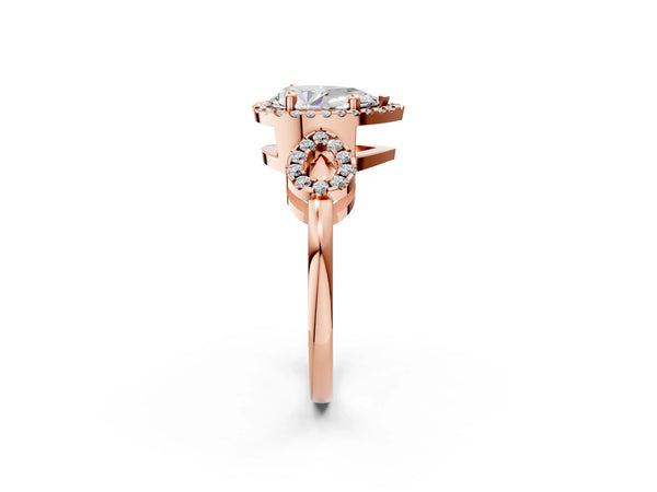 Rose Gold Pear-Shaped Pave Infinity Halo Engagement Ring Setting