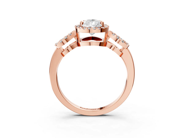 Rose Gold Pear-Shaped Pave Infinity Halo Engagement Ring Setting