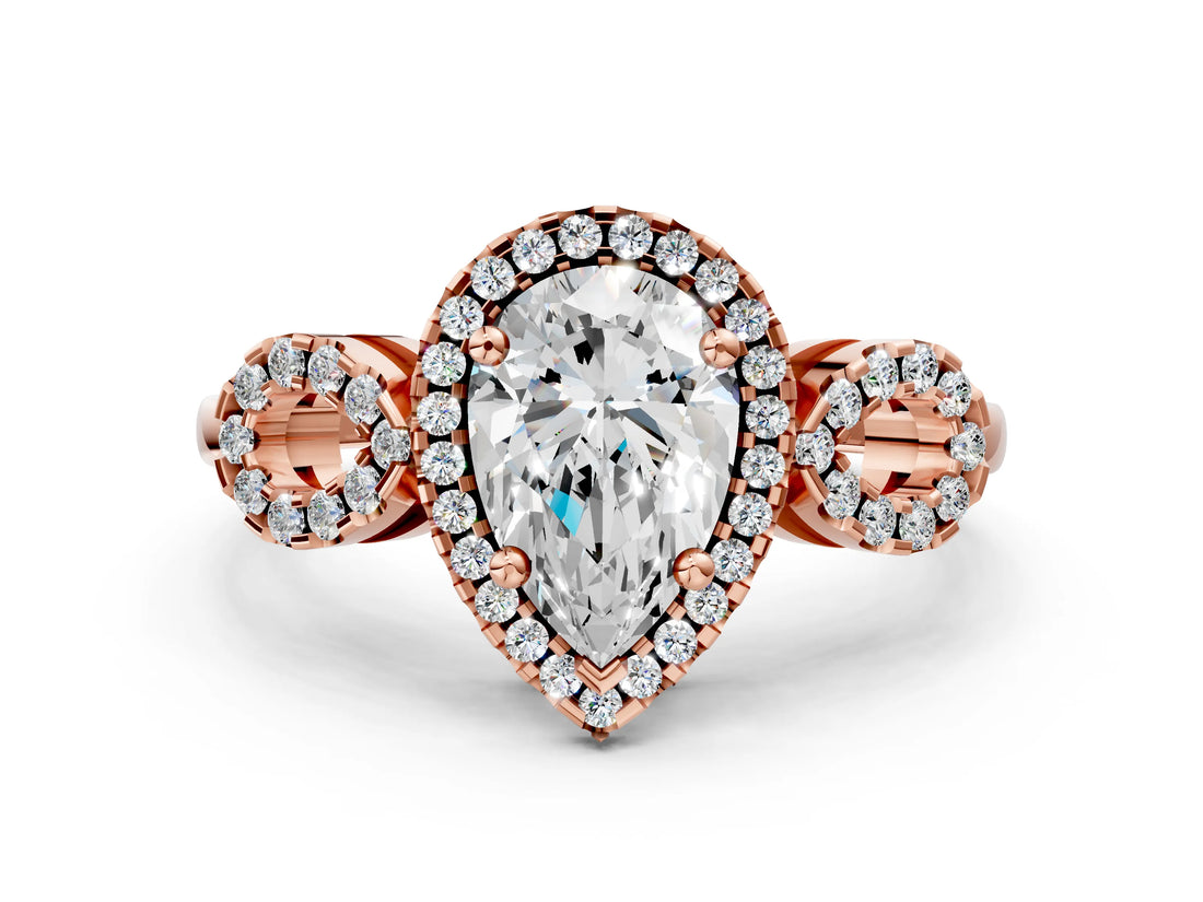 Rose gold Pear Cut Cut Halo Diamond Infinity Band with Four-Prong Setting_9