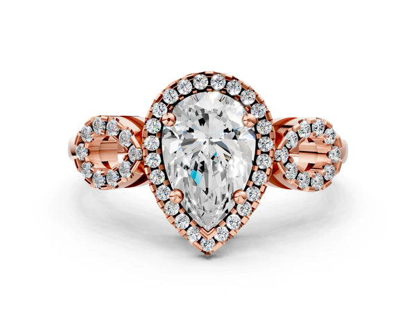 Rose Gold Pear-Shaped Pave Infinity Halo Engagement Ring Setting