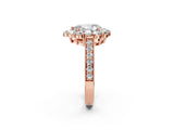 Rose gold Pear Cut Cut Halo Diamond Pavé Engagement Ring with Milgrain Detailing_17