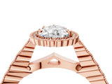 Rose gold Pear Cut Cut Halo Pavé Solitaire Ring with Milgrain Band_7