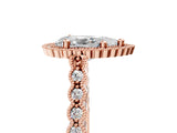 Rose gold Pear Cut Cut Halo Pavé Solitaire Ring with Milgrain Band_8