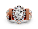 Rose gold Pear Cut Cut Halo Split Shank Prong Set Ring_3