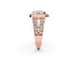 Rose gold Pear Cut Cut Halo Split Shank Prong Set Ring_5