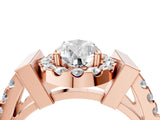 Rose gold Pear Cut Cut Halo Split Shank Prong Set Ring_7