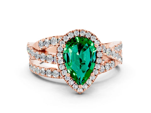 Rose gold Pear Cut Cut Halo Split Shank Prong Setting Ring_12