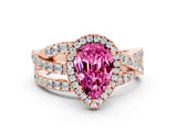 Rose gold Pear Cut Cut Halo Split Shank Prong Setting Ring_12