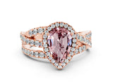 Rose gold Pear Cut Cut Halo Split Shank Prong Setting Ring_12