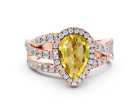Rose gold Pear Cut Cut Halo Split Shank Prong Setting Ring_12